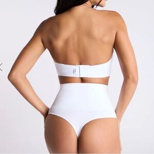 Bandeau top high waisted boy short thong bikini